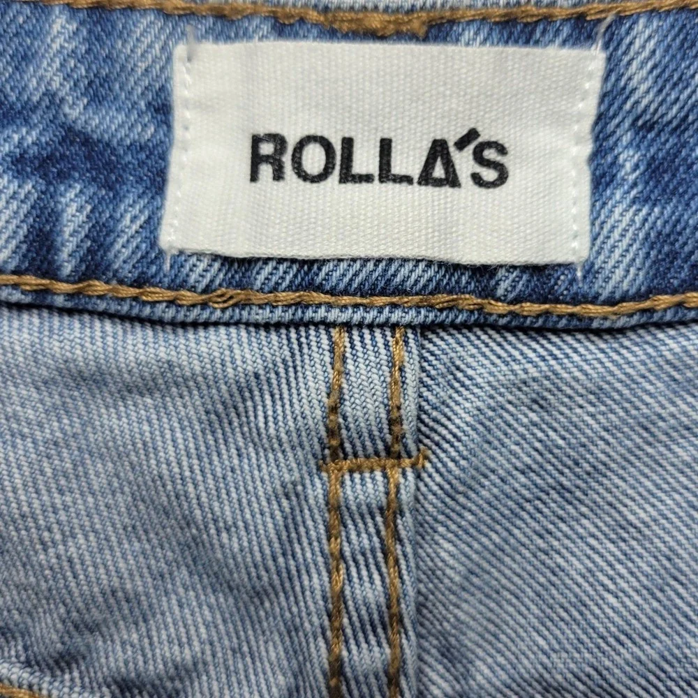 Rolla's High Rise Duster Denim Shorts Distressed Frayed Hem Vintage Wash 26